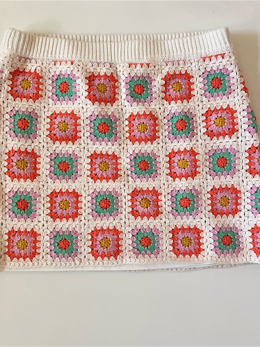 Art Class Girls Colorful Crochet Square Mini Skirt M7/8